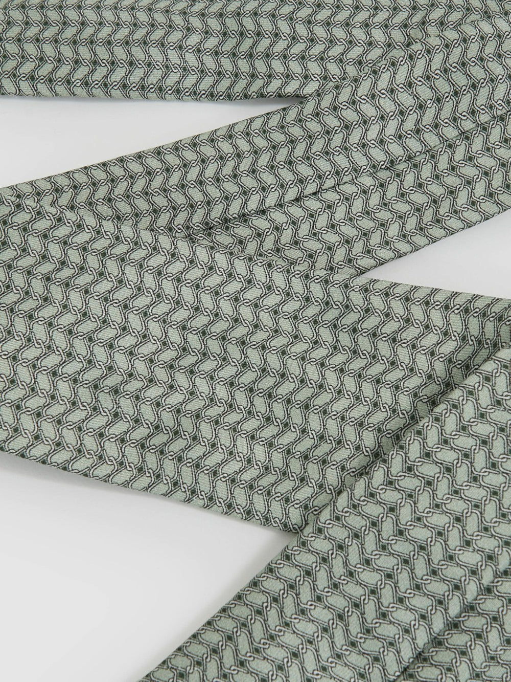 Silk Geometric-Chain Print Tie Sage | Men