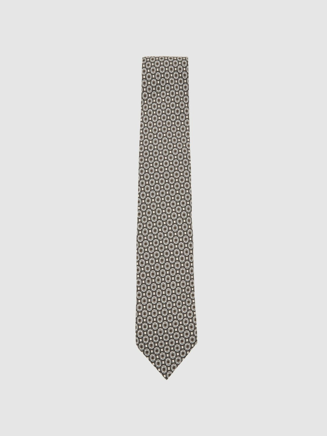 Silk Geometric-Print Tie Chocolate Brown Multi | Men