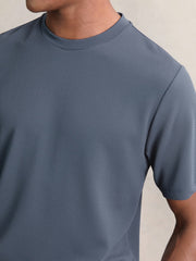 Textured Crew-Neck T-Shirt Airforce Blue | Men