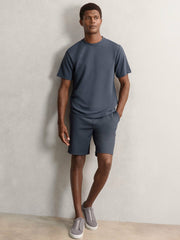 Textured Crew-Neck T-Shirt Airforce Blue | Men