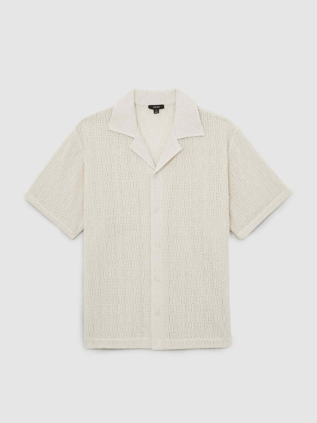 Cotton-Blend Crochet Shirt Off White | Men