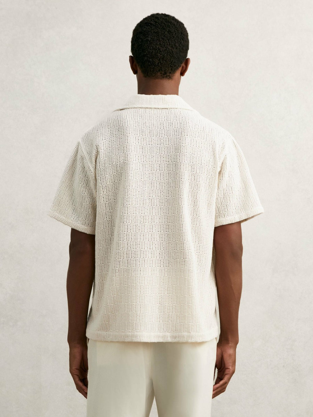 Cotton-Blend Crochet Shirt Off White | Men