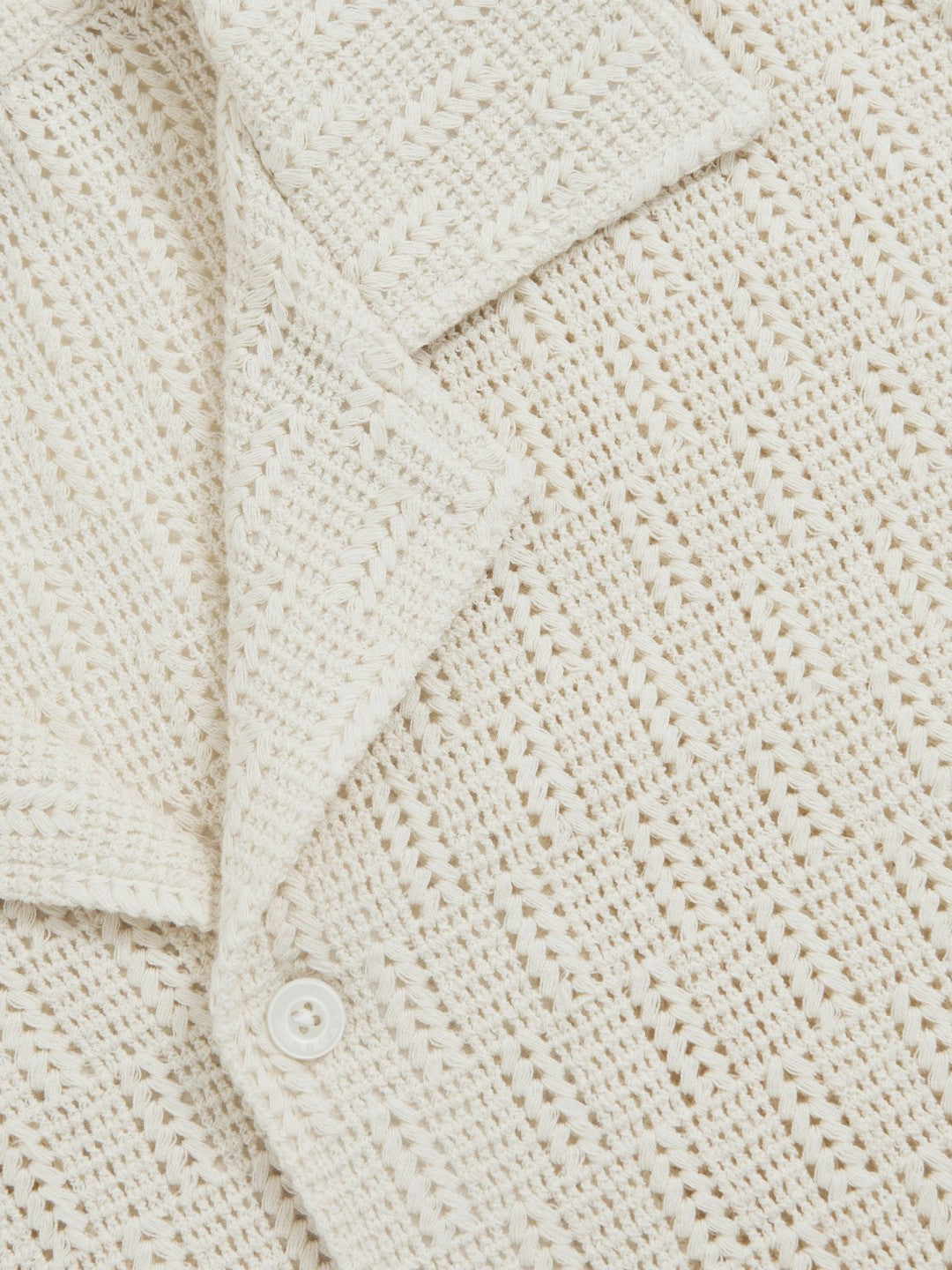 Cotton-Blend Crochet Shirt Off White | Men
