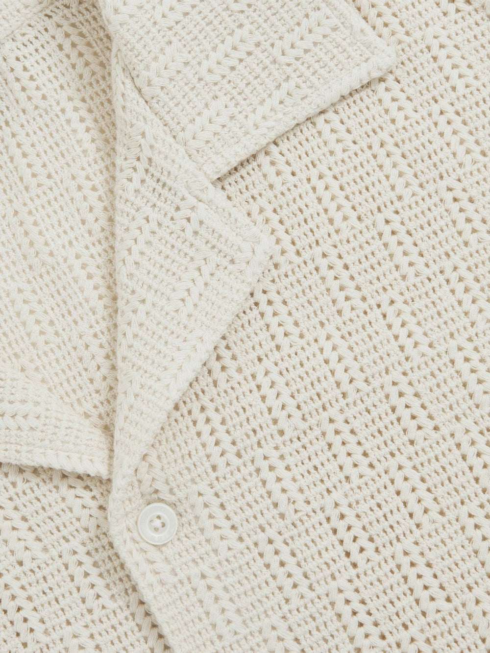 Cotton-Blend Crochet Shirt Off White | Men