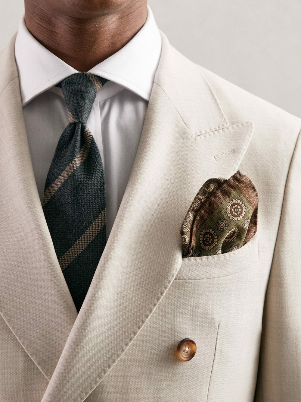 Silk Medallion Paisley Pocket Square Sage | Men