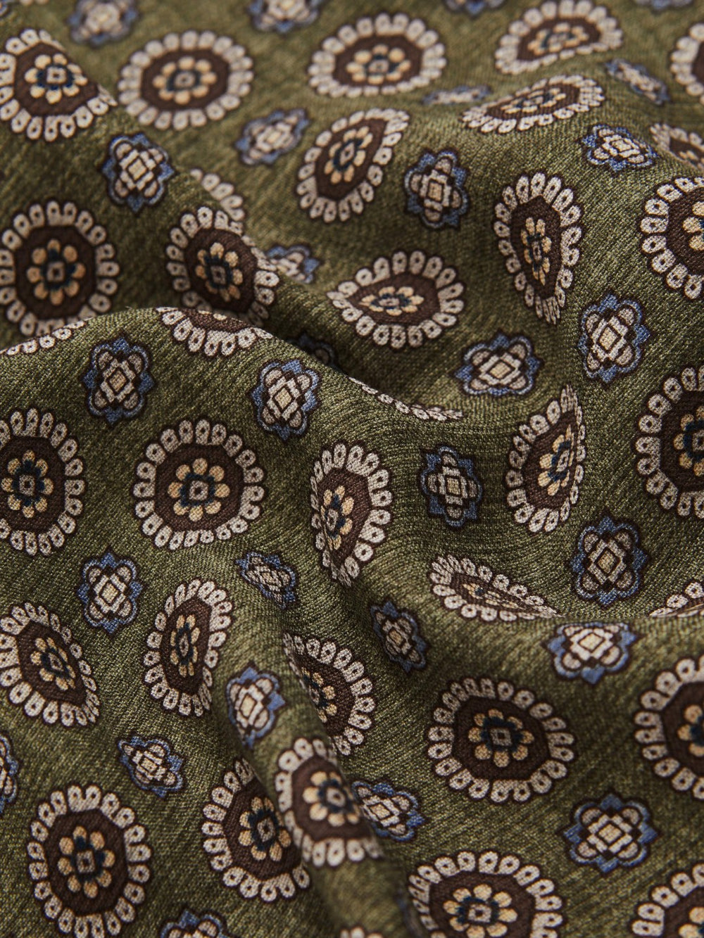 Silk Medallion Paisley Pocket Square Sage | Men