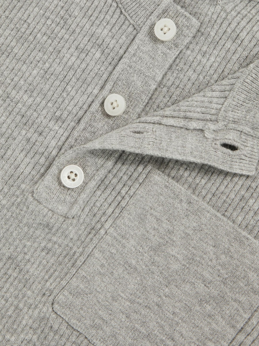 9-13 yrs Cotton-Blend Rib-Knit Henley Top Mid Grey Melange | Children & Baby