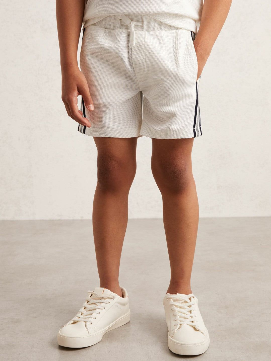 9-13 yrs Side Stripe Textured Shorts White | Children & Baby