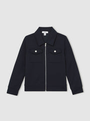 3-9 yrs Interlock Zip Through Overshirt Navy Blue | Children & Baby