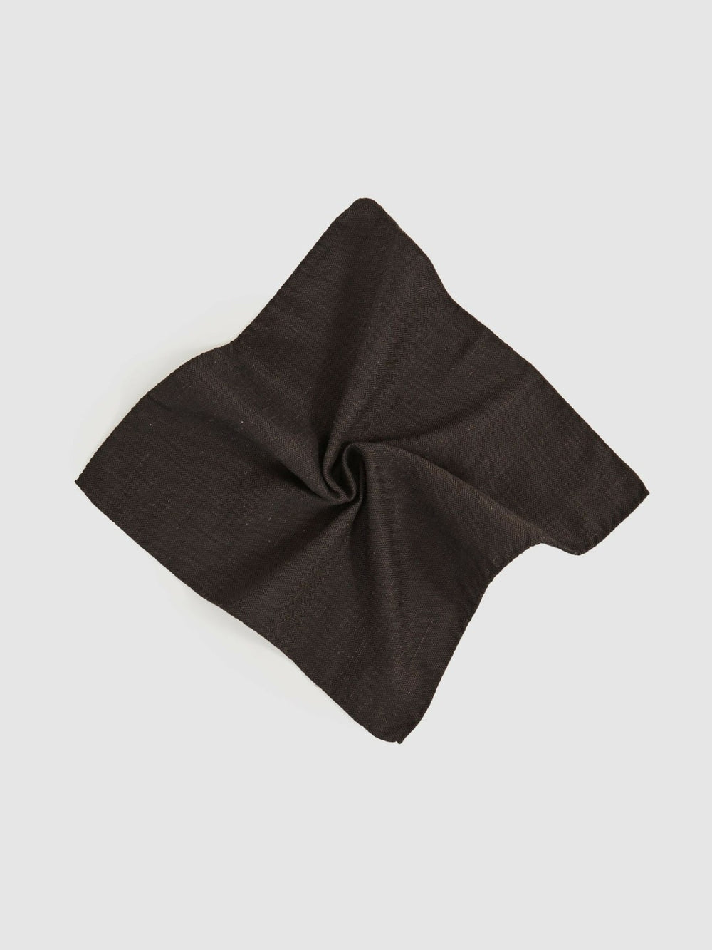 Silk Blend Herringbone Pocket Square Chocolate Brown | Men