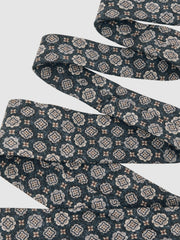 Silk Medallion Print Tie Indigo Melange | Men