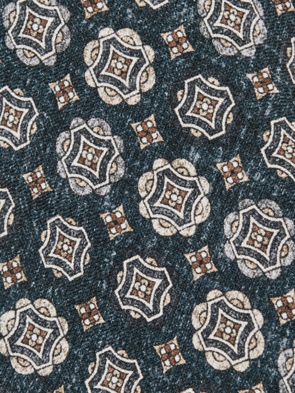 Silk Medallion Print Tie Indigo Melange | Men