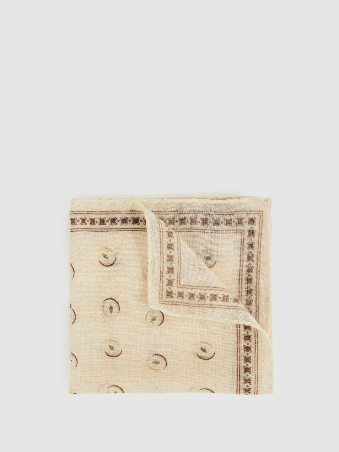 Wool Motif Print Pocket Square Off White | Men
