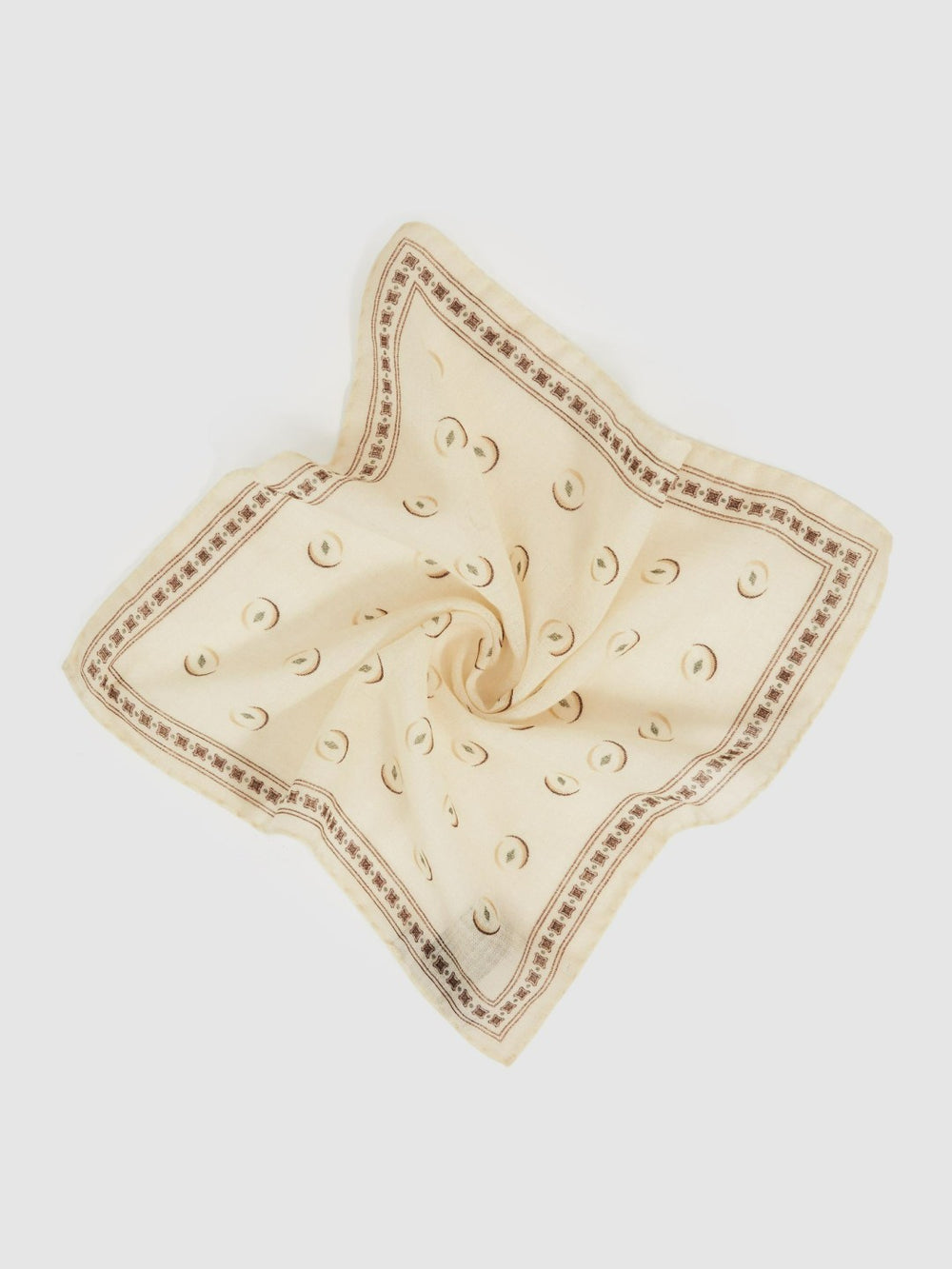 Wool Motif Print Pocket Square Off White | Men