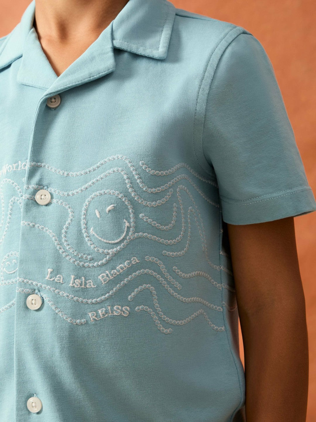 9-13 yrs SmileyWorld Embroidered Shirt Sky Blue | Children & Baby