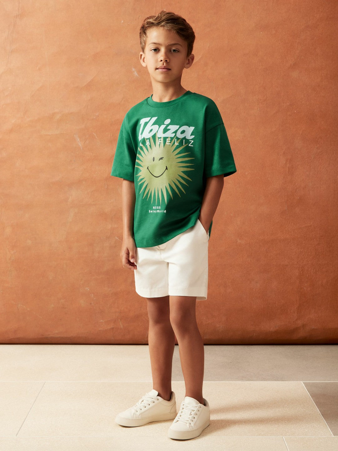3-9 yrs SmileyWorld Sun Motif T-Shirt Bright Green | Children & Baby