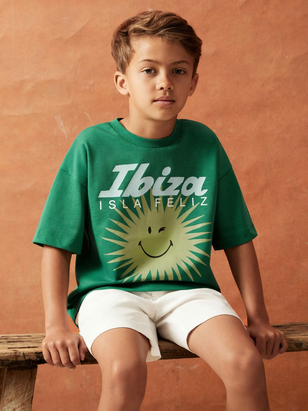 3-9 yrs SmileyWorld Sun Motif T-Shirt Bright Green | Children & Baby
