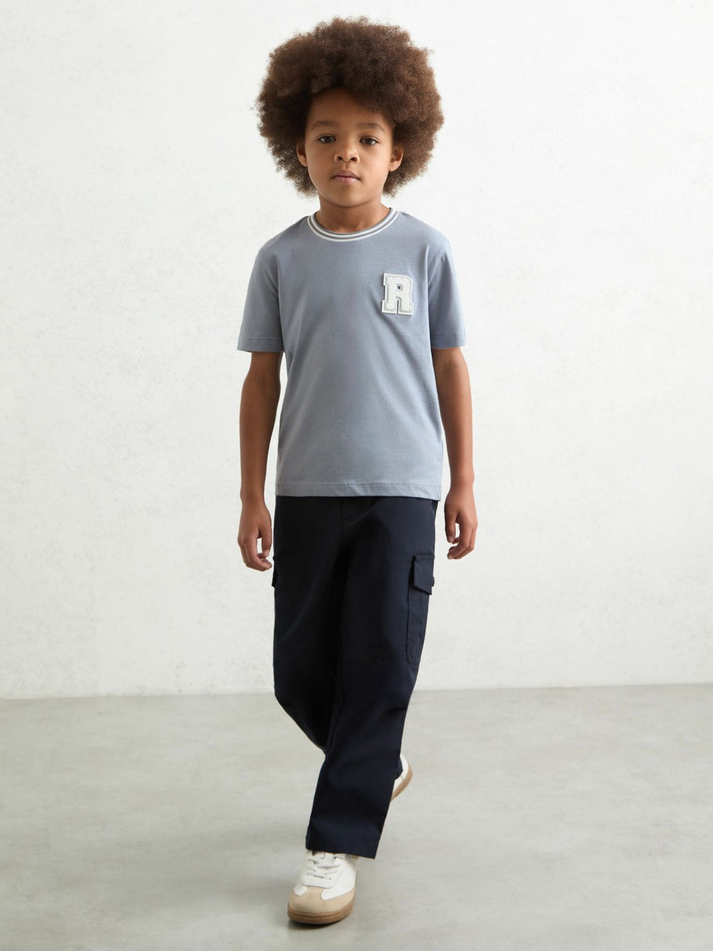 3-9 yrs Cotton Letter Patch T-Shirt Airforce Blue | Children & Baby