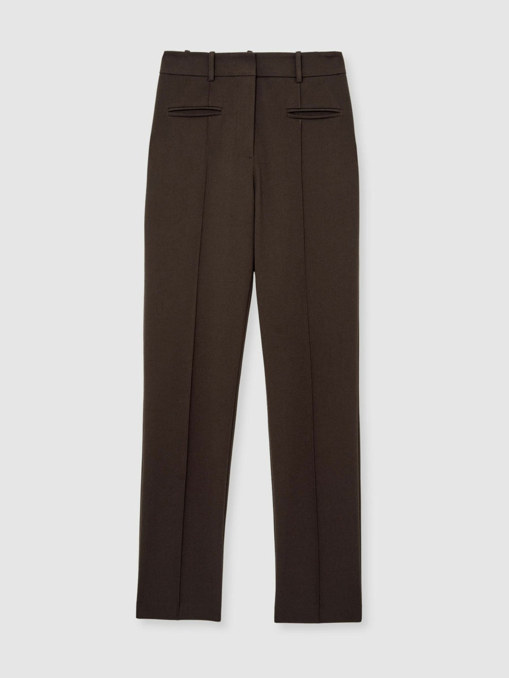Petite Pintuck Tapered Trousers Chocolate Brown | Women
