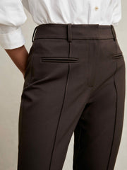 Petite Pintuck Tapered Trousers Chocolate Brown | Women
