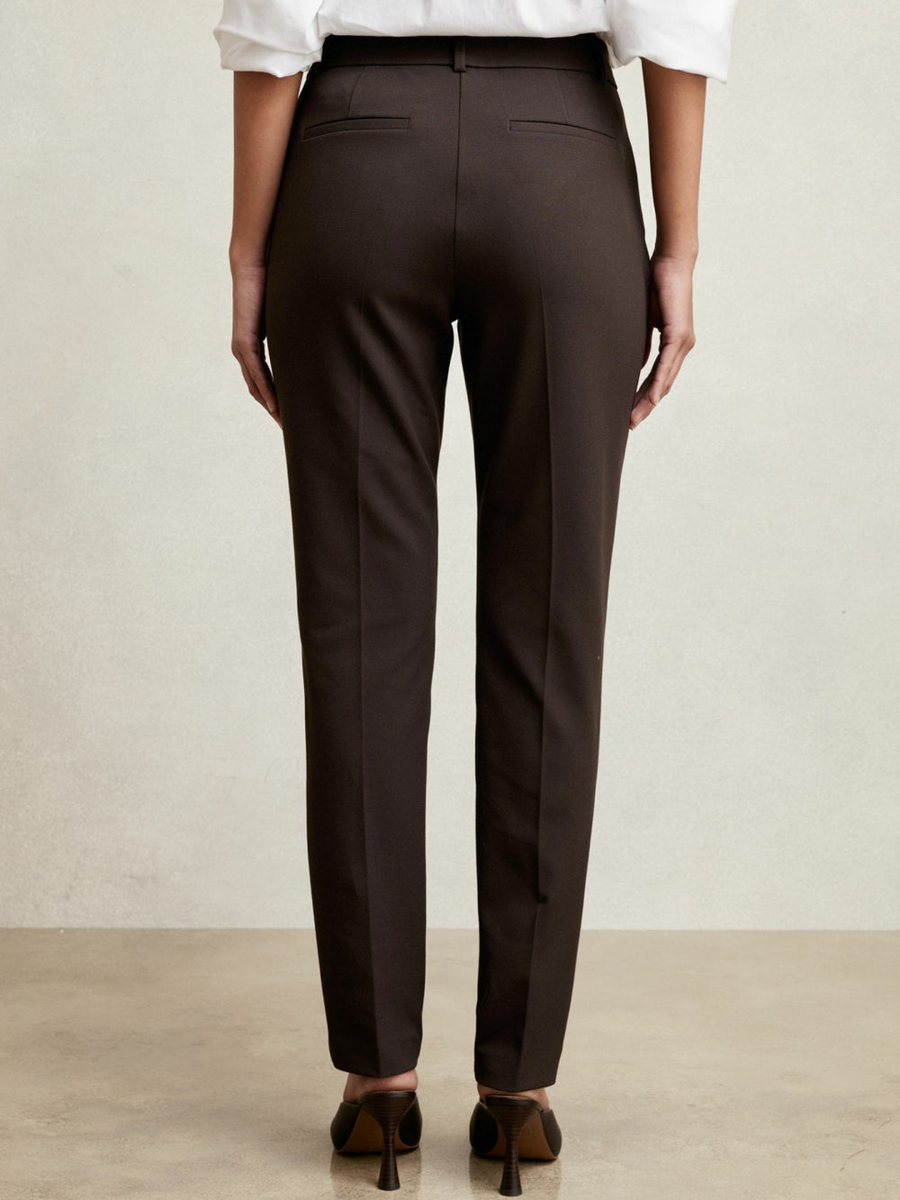 Petite Pintuck Tapered Trousers Chocolate Brown | Women
