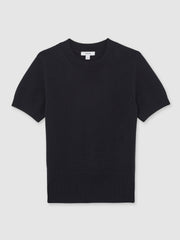 Cotton And Wool Crew-Neck Top Navy | Women