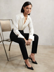 Pintuck Tapered Trousers Black | Women