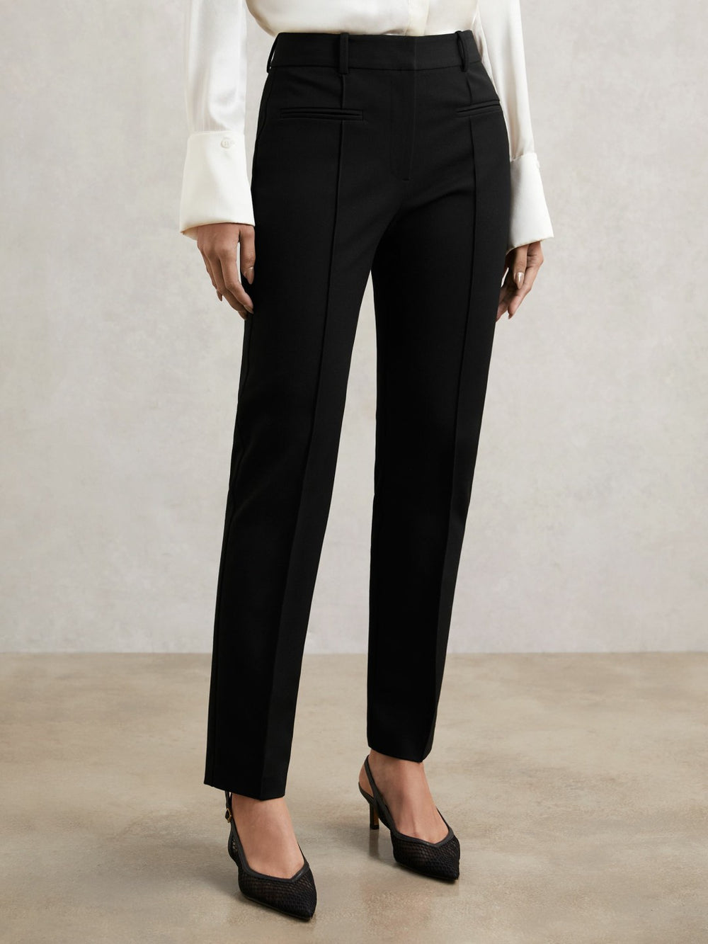 Pintuck Tapered Trousers Black | Women