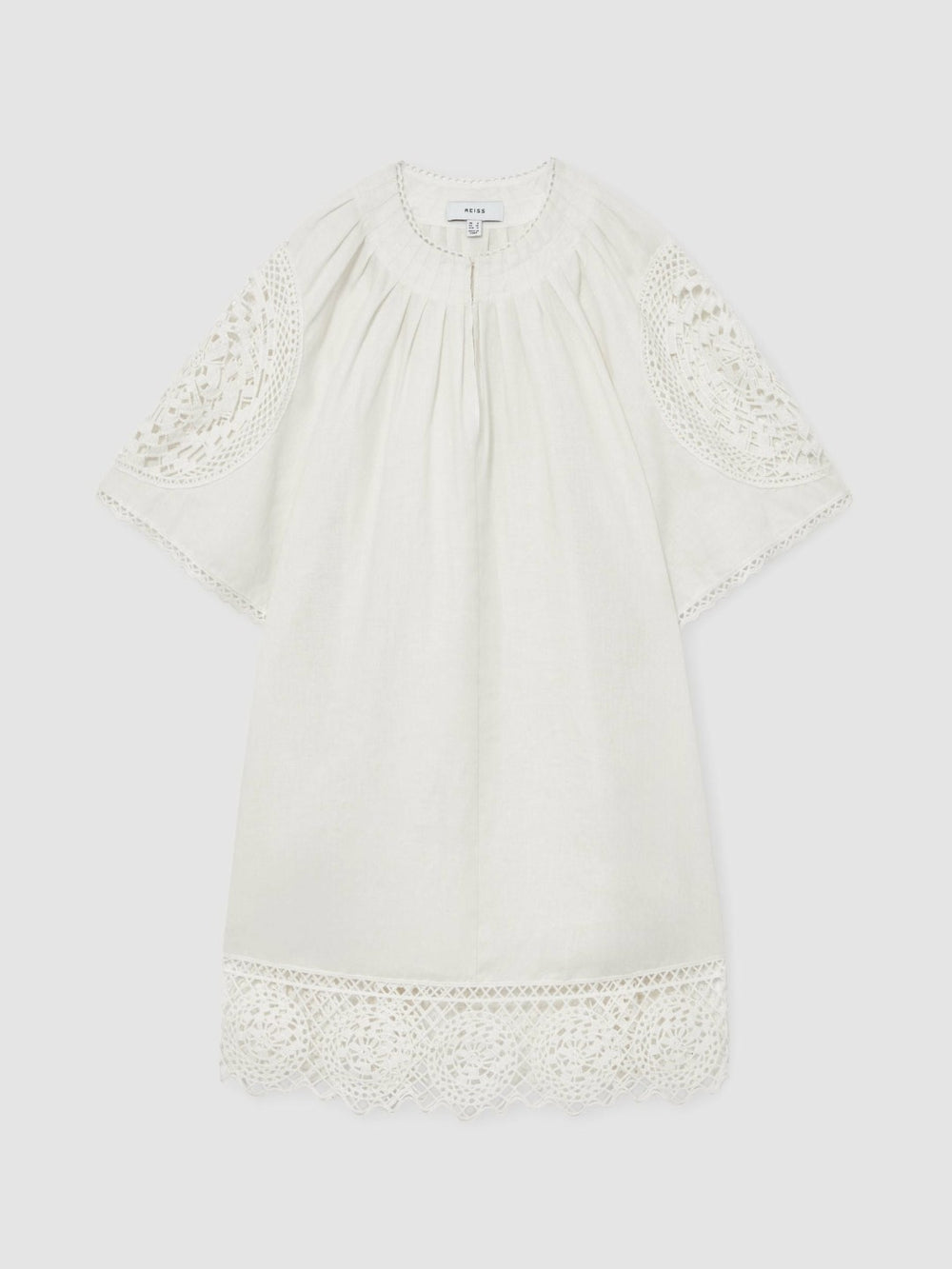 Linen Embroidered Shift Dress Ivory | Women