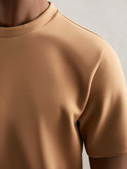 Interlock Jersey Crew Neck T-Shirt Light Camel Brown | Men