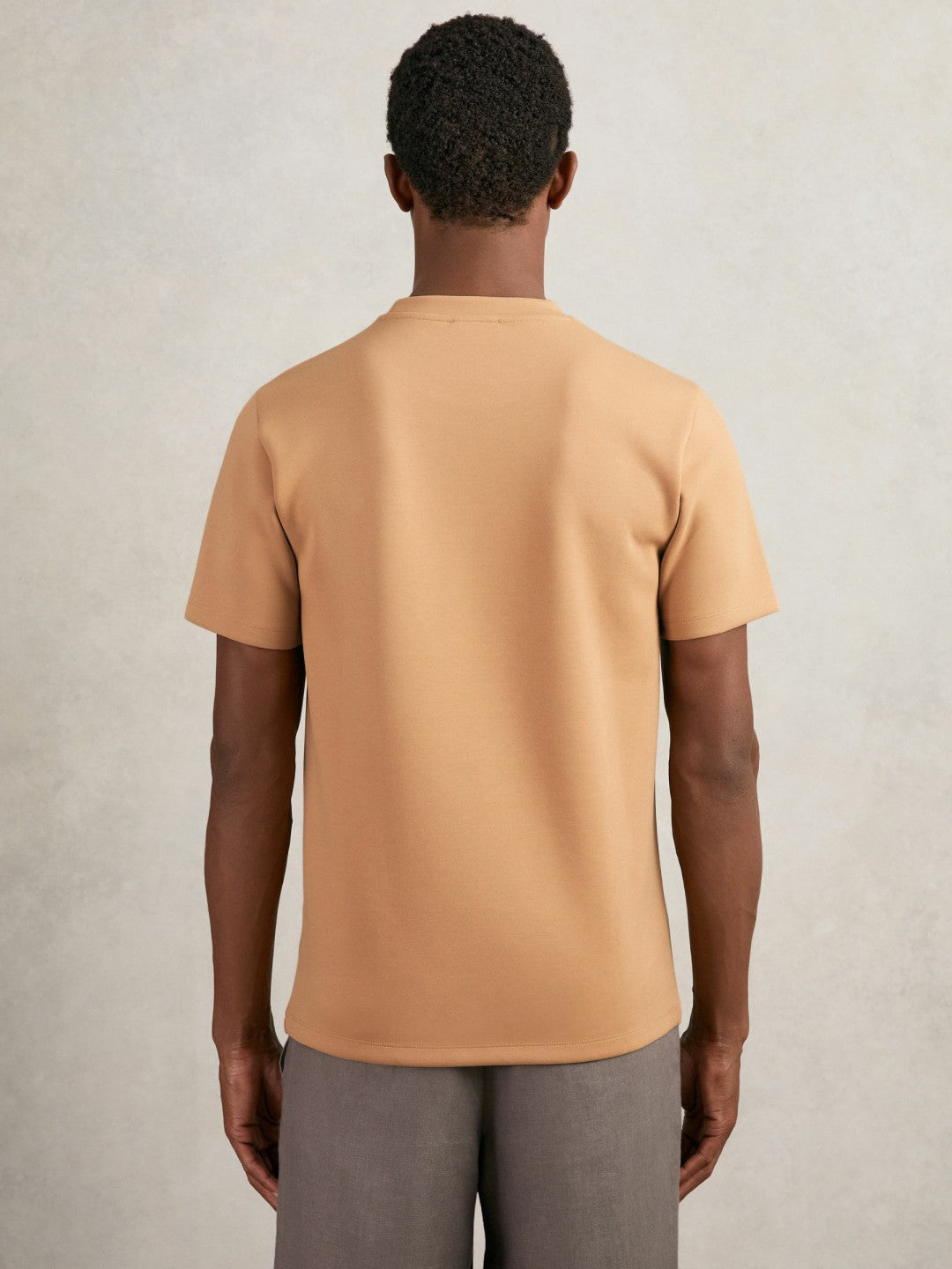Interlock Jersey Crew Neck T-Shirt Light Camel Brown | Men