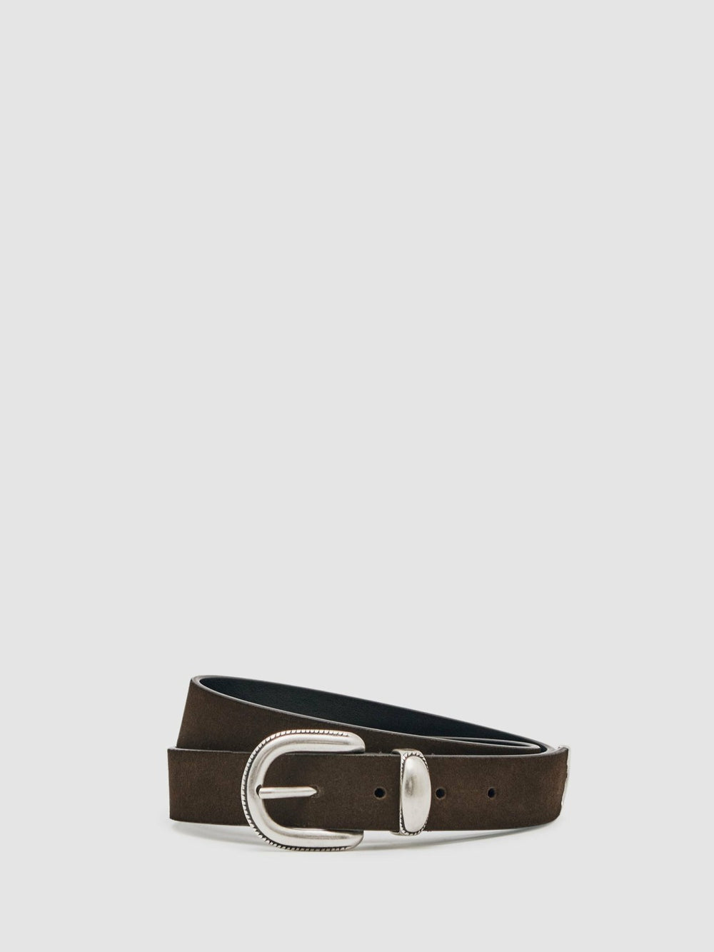 Suede Western-Style Belt Dark Brown | Men
