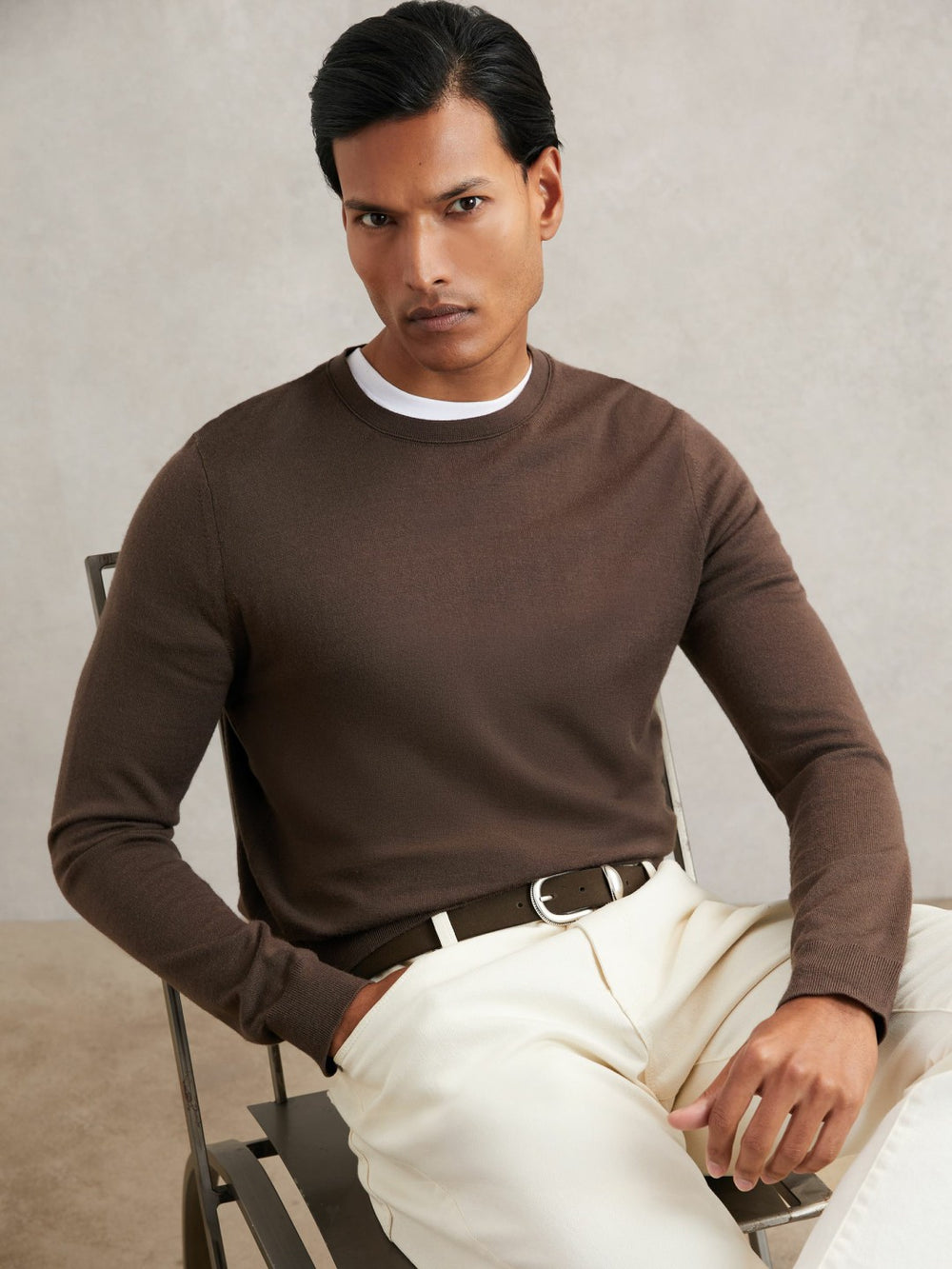 Suede Western-Style Belt Dark Brown | Men