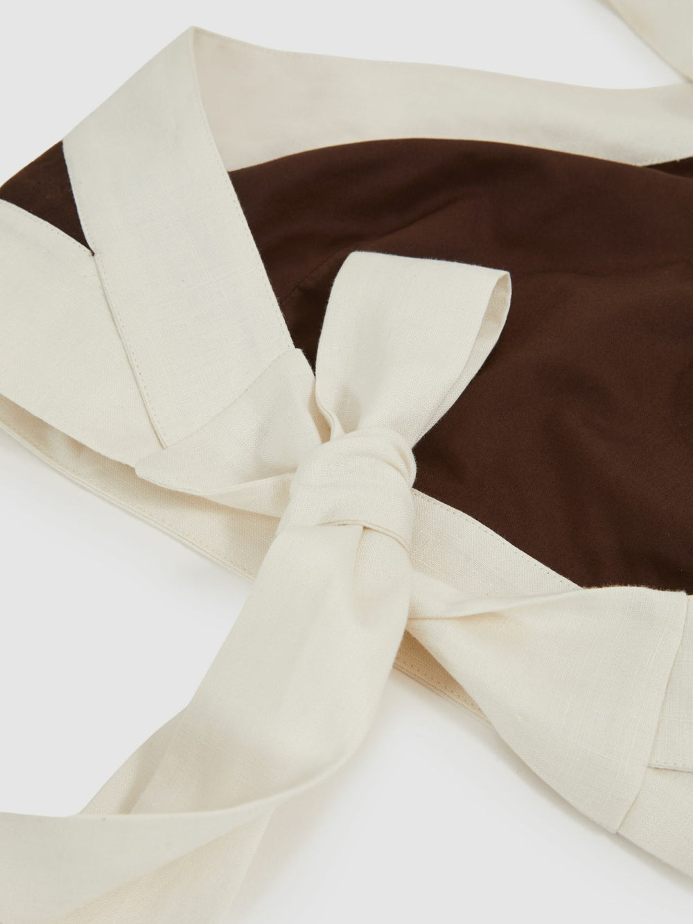 Linen Halterneck Cropped Top Chocolate/Cream | Women