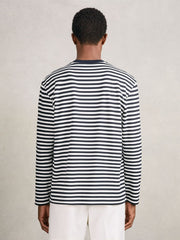Striped Crew-Neck T-Shirt Navy/White | Men