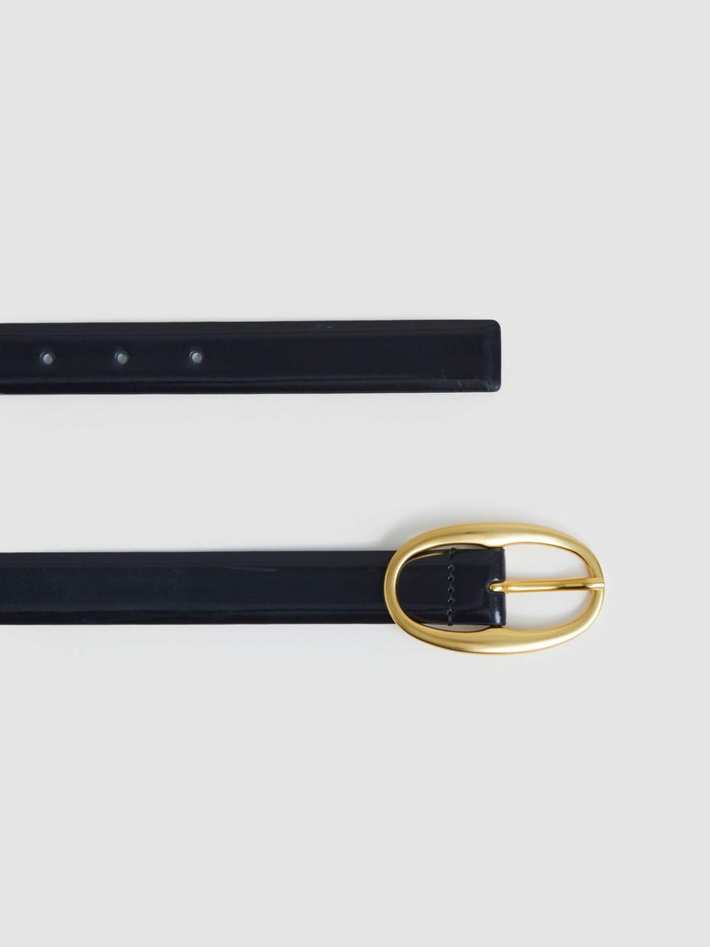 Patent Leather Oval Buckle Belt Navy | Women