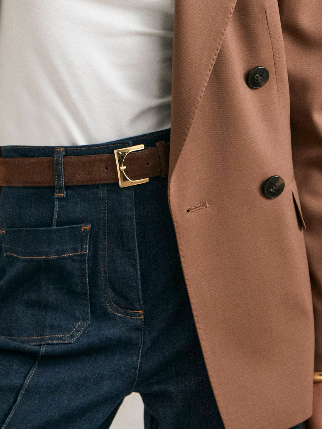 Suede Square Buckle Belt Chocolate | Women