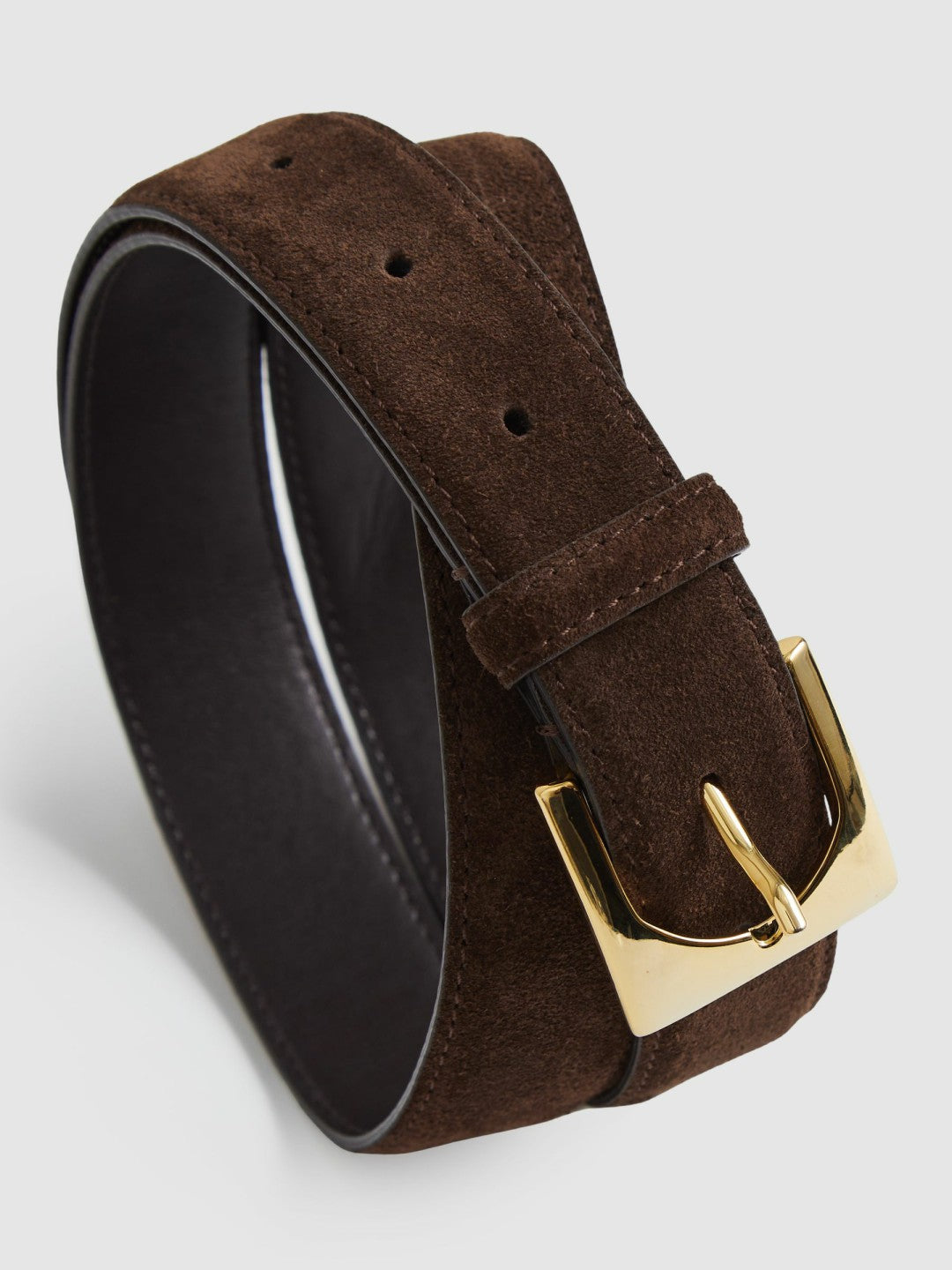 Suede Square Buckle Belt Chocolate | Women