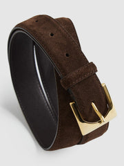 Suede Square Buckle Belt Chocolate | Women