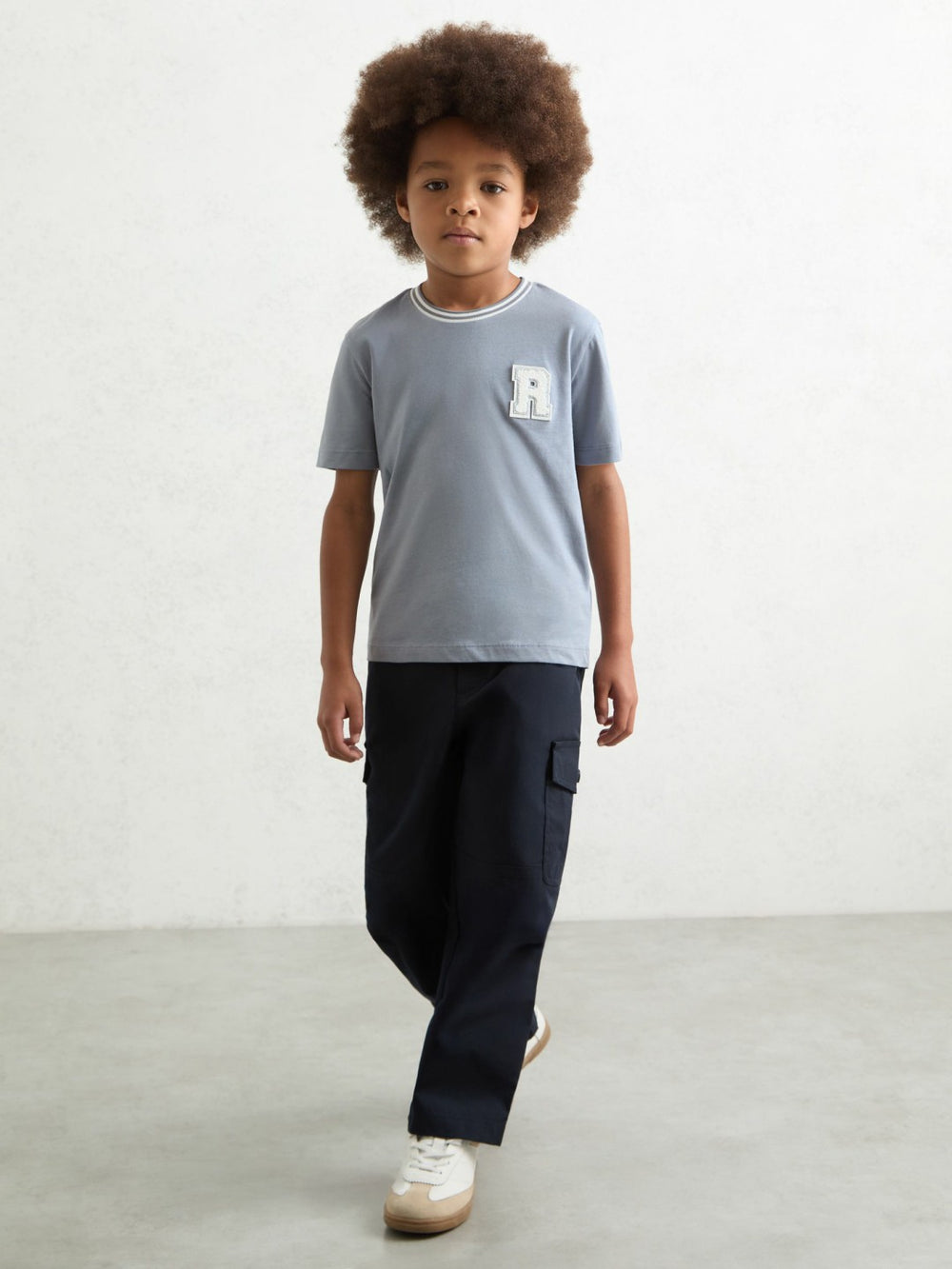13-14 yrs Cotton Letter Patch T-Shirt Airforce Blue | Children & Baby