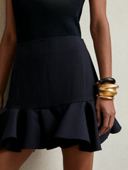 Ruffle-Hem Mini Skirt Navy | Women