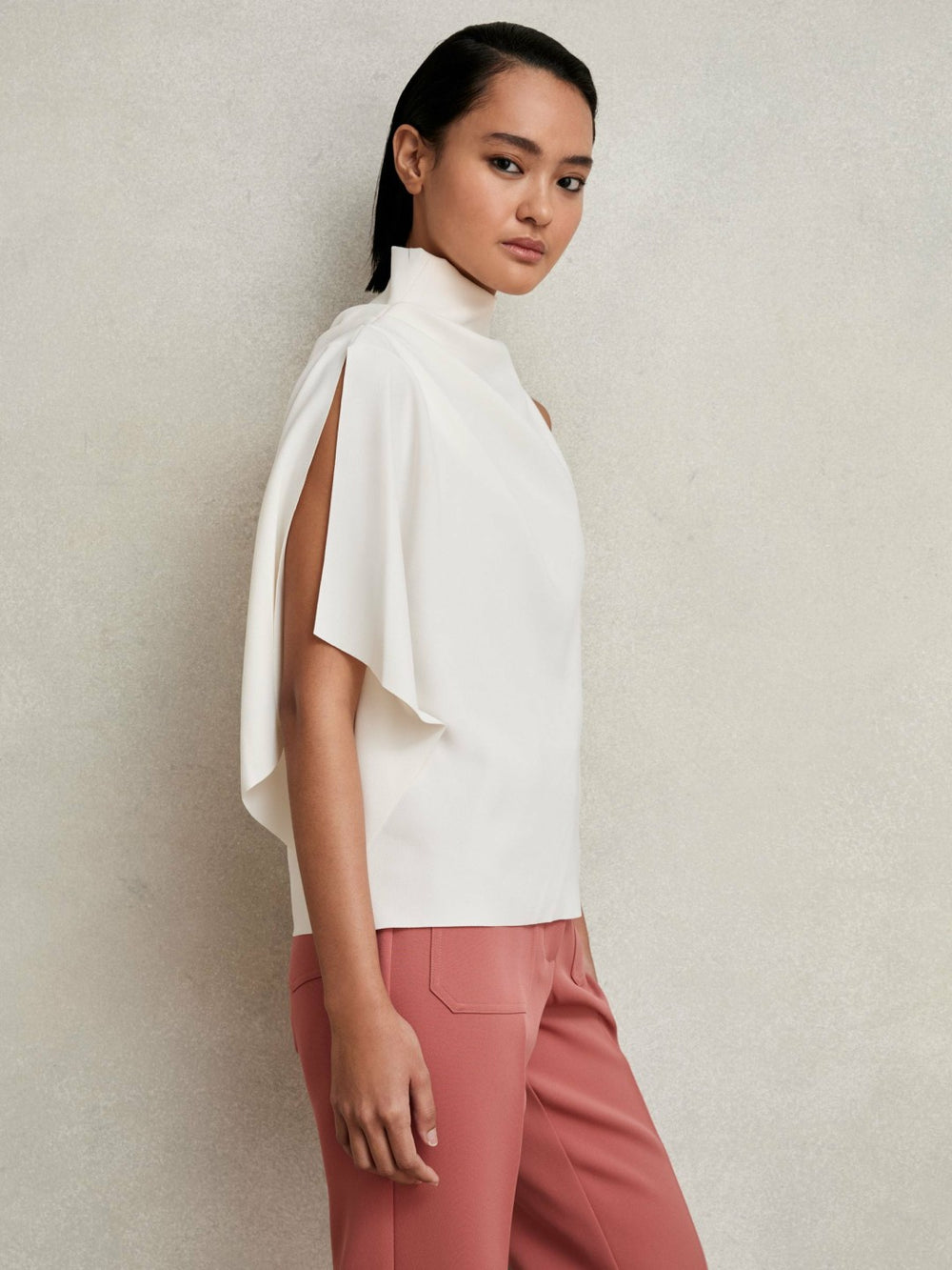 One-Shoulder Draped Top Ivory | Women