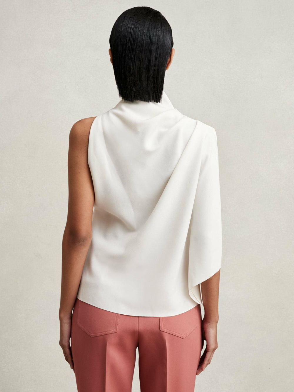 One-Shoulder Draped Top Ivory | Women