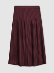 Pleated Midi Skirt Burgundy | Women