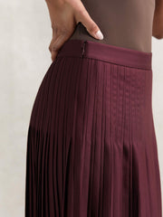 Pleated Midi Skirt Burgundy | Women