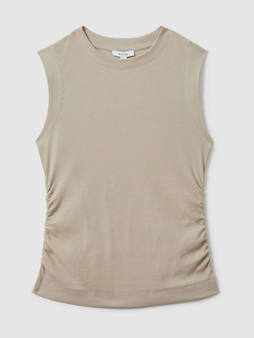 Ribbed Ruched Waist Vest Camel | Women
