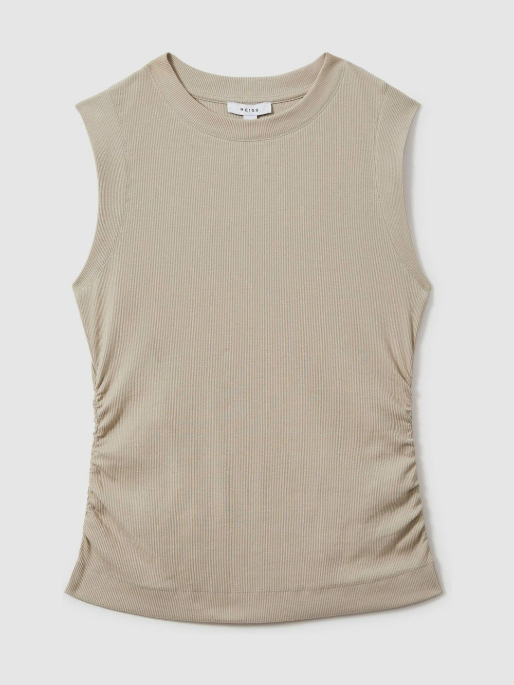 Ribbed Ruched Waist Vest Camel | Women