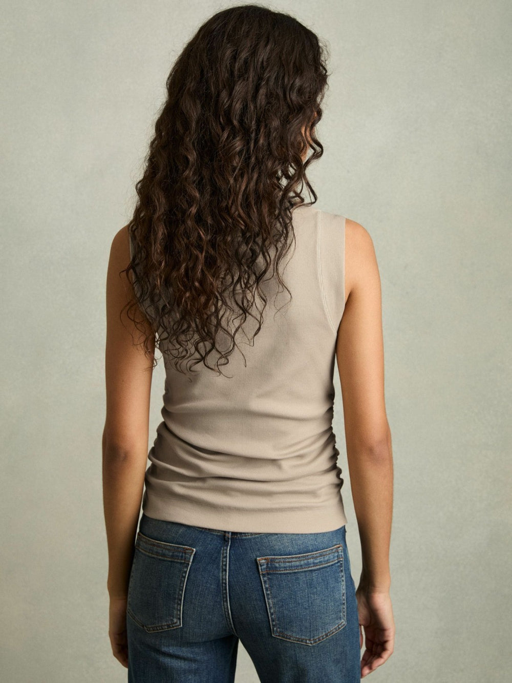 Ribbed Ruched Waist Vest Camel | Women