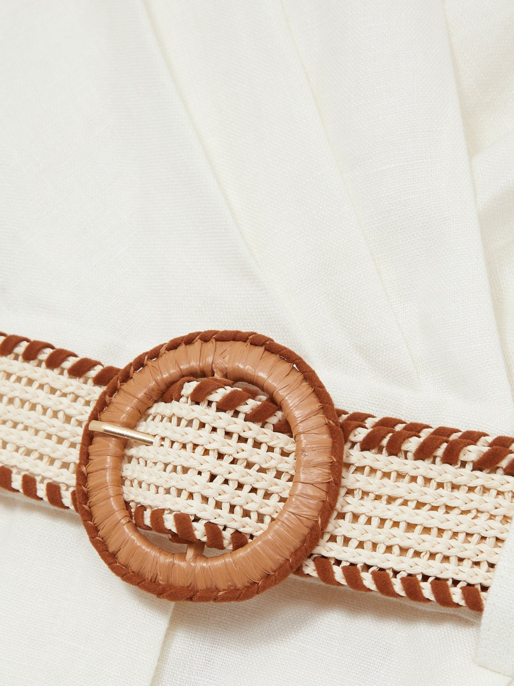 Linen Belted Sleeveless Wrap Playsuit Cream | Women