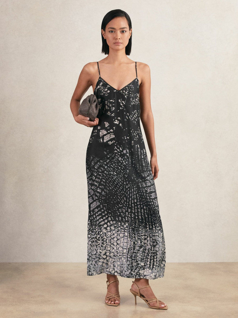 Printed Maxi Slip Dress Navy | Women